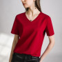 80 Pieces Liquid Ammonia Silk Cotton White Short Sleeved Shoulder T-shirt for Women's Spring/summer V-round Neck Basic Top