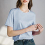 80 Pieces Liquid Ammonia Silk Cotton White Short Sleeved Shoulder T-shirt for Women's Spring/summer V-round Neck Basic Top