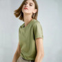 80 Pieces Liquid Ammonia Silk Cotton White Short Sleeved Shoulder T-shirt for Women's Spring/summer V-round Neck Basic Top