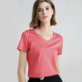 80 Pieces Liquid Ammonia Silk Cotton White Short Sleeved Shoulder T-shirt for Women's Spring/summer V-round Neck Basic Top