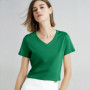 80 Pieces Liquid Ammonia Silk Cotton White Short Sleeved Shoulder T-shirt for Women's Spring/summer V-round Neck Basic Top