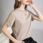 80 Pieces Liquid Ammonia Silk Cotton White Short Sleeved Shoulder T-shirt for Women's Spring/summer V-round Neck Basic Top