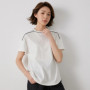 KL7513242 Women's Light Luxury High-Quality Cotton Blend T-Shirt with Contrasting Chain Detail Pullover Style