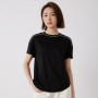KL7513242 Women's Light Luxury High-Quality Cotton Blend T-Shirt with Contrasting Chain Detail Pullover Style