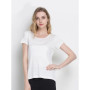 SuyaDream Woman Silk T shirt Knitted Real Silk Short Sleeved O neck Solid Basic Tee Simple Summer Top Black White
