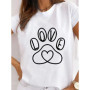 Short Sleeve Ladies Leopard Paw Cat Dog Love Cute Print T Fashion Women's Clothing Graphic Tee Clothes Summer Female T-shirts