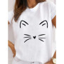 Short Sleeve Ladies Leopard Paw Cat Dog Love Cute Print T Fashion Women's Clothing Graphic Tee Clothes Summer Female T-shirts