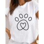 Short Sleeve Ladies Leopard Paw Cat Dog Love Cute Print T Fashion Women's Clothing Graphic Tee Clothes Summer Female T-shirts