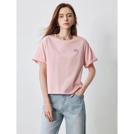 TOYOUTH Women Short Sleeve T shirt 2025 Spring New Tops 8521802