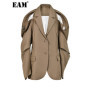 EAM Off Shoulder Chain Big Size Blazer Women New Lapel Long Sleeve Loose Fit Jacket Fashion Tide Spring Autumn 2026 1DE988504