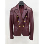 HIGH QUALITY Newest Fashion 2026 Designer Blazer Women's Double Breasted Lion Buttons Artificial Leather Blazer