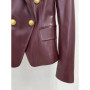 HIGH QUALITY Newest Fashion 2026 Designer Blazer Women's Double Breasted Lion Buttons Artificial Leather Blazer