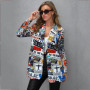 Fashion New Print Blazer Women's Vintage Letter Irregular Jacket High Street Elegant Women's Jacket Women Clothing