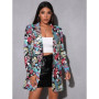 Fashion New Print Blazer Women's Vintage Letter Irregular Jacket High Street Elegant Women's Jacket Women Clothing