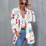 Fashion New Print Blazer Women's Vintage Letter Irregular Jacket High Street Elegant Women's Jacket Women Clothing