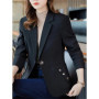 Yitimuceng Blue Blazers for Women 2026 Office Ladies New Single Button Pockets Slim Coats Casual Long Sleeve Notched Chic Jacket