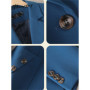 Yitimuceng Blue Blazers for Women 2026 Office Ladies New Single Button Pockets Slim Coats Casual Long Sleeve Notched Chic Jacket
