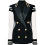 HIGH STREET New Fashion 2026 Classic Varsity Jacket Women's Lion Buttons Double Breasted Leather Sleeve Patchwork Blazer