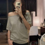 1pcs Summer Women Basic Model Solid Color T-Shirt Lady Short-Sleeved Skew Collar t-Shirt Female Street Style Sexy Slim Fit Tee