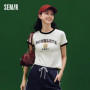 Semir Short Sleeve T-Shirt Women Short Style Color Blocking 2025 New Style Slim Fit Summer Outfit