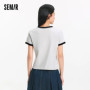 Semir Short Sleeve T-Shirt Women Short Style Color Blocking 2025 New Style Slim Fit Summer Outfit