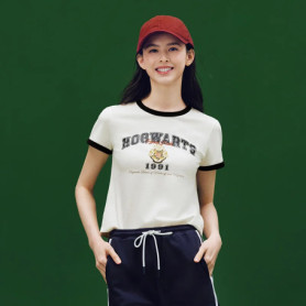 Semir Short Sleeve T-Shirt Women Short Style Color Blocking 2025 New Style Slim Fit Summer Outfit