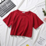 2025 Summer Short Sleeve T Shirts Women Cotton Solid T-shirt O Neck High Waist Crop Top Tee Female Casual Loose T Shirt