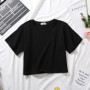 2025 Summer Short Sleeve T Shirts Women Cotton Solid T-shirt O Neck High Waist Crop Top Tee Female Casual Loose T Shirt