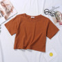 2025 Summer Short Sleeve T Shirts Women Cotton Solid T-shirt O Neck High Waist Crop Top Tee Female Casual Loose T Shirt
