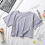2025 Summer Short Sleeve T Shirts Women Cotton Solid T-shirt O Neck High Waist Crop Top Tee Female Casual Loose T Shirt
