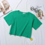 2025 Summer Short Sleeve T Shirts Women Cotton Solid T-shirt O Neck High Waist Crop Top Tee Female Casual Loose T Shirt