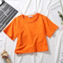 2025 Summer Short Sleeve T Shirts Women Cotton Solid T-shirt O Neck High Waist Crop Top Tee Female Casual Loose T Shirt