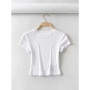 Women O-neck Short-sleeve T-shirt Slim Elastic Skinny Summer Sexy Crop Tops