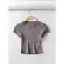 Women O-neck Short-sleeve T-shirt Slim Elastic Skinny Summer Sexy Crop Tops