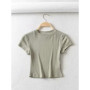 Women O-neck Short-sleeve T-shirt Slim Elastic Skinny Summer Sexy Crop Tops