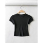 Women O-neck Short-sleeve T-shirt Slim Elastic Skinny Summer Sexy Crop Tops