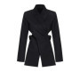 EAM Women Black Cross Bandage Short Blazer New Lapel Long Sleeve Loose Fit Jacket Fashion Tide Spring Autumn 2026 1T126