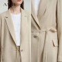 AMII Office Lady Solid Blazers 2025 Autumn New Long Sleeves Loose Coat Notched Business Jacket Belt Women's Clothing 12543025