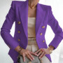 Women's Elegant Metal Buckle White Suit Jacket Casual Office lady Blazer High-end Feel Western-style Clothe