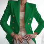Women's Elegant Metal Buckle White Suit Jacket Casual Office lady Blazer High-end Feel Western-style Clothe
