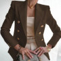 Women's Elegant Metal Buckle White Suit Jacket Casual Office lady Blazer High-end Feel Western-style Clothe