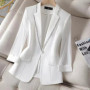 2024 New Summer Women's Blazer Diamond-Encrusted Sunscreen Jacket White Suit Jacket Women Fashion Thin Blazer Ladies Tops5XL