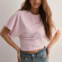 2026 Fashion Summer Simple Matching T-shirt Round Neck Pullover Tops Short Sleeve Waist Slim Solid Loose Casual Women's Cothing