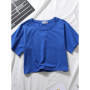 2024 Summer Short Sleeve T Shirts Women Cotton Solid T-shirt O Neck High Waist Crop Top Tee Female Casual Loose T Shirt