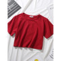 2024 Summer Short Sleeve T Shirts Women Cotton Solid T-shirt O Neck High Waist Crop Top Tee Female Casual Loose T Shirt