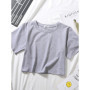 2024 Summer Short Sleeve T Shirts Women Cotton Solid T-shirt O Neck High Waist Crop Top Tee Female Casual Loose T Shirt