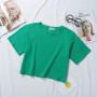 2024 Summer Short Sleeve T Shirts Women Cotton Solid T-shirt O Neck High Waist Crop Top Tee Female Casual Loose T Shirt