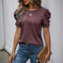 Solid Color Casual Slim Blouses For Women Fashion 2025 Summer Vintage Women's Shirts And Blouses Elegant Youth Female Tops