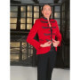 Single-Breasted Printed Contrast Trim Blazer Stand Collar Long Sleeve 2026 Spring Elegant Women Outerwear Military Lady Jacket