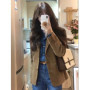 Spring Autumn Women Solid Color Blazer Outwear Female Long Sleeves Corduroy Suit Coat Ladies Single Breasted Buckle Tops Jacket